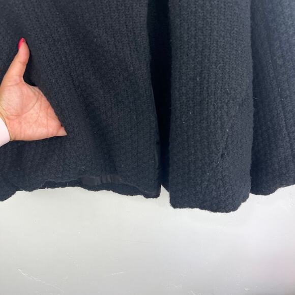 FREE PEOPLE BLACK WAFFLE WEAVE CROPPED LAMBSWOOL JACKET womens size large - Picture 3 of 7